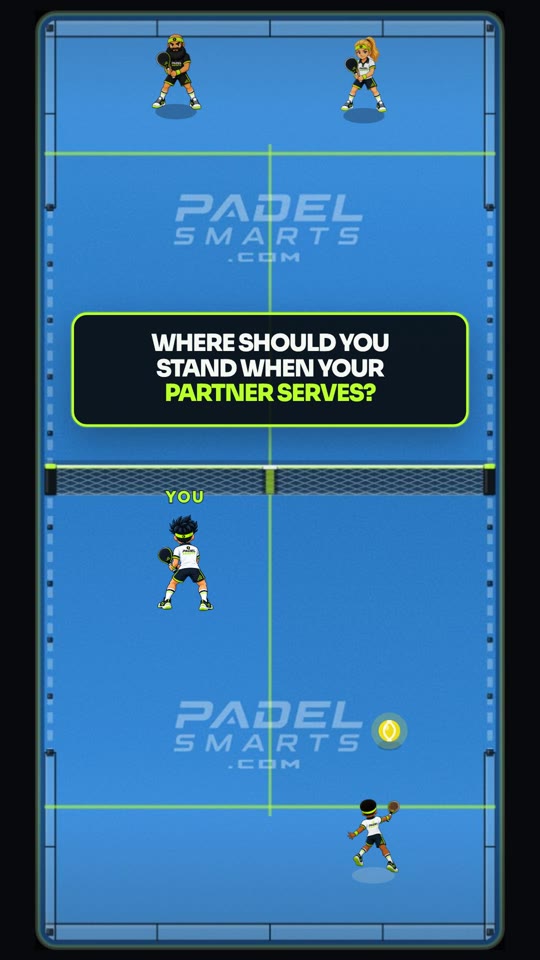 Where should you stand when your partner serves?. First teaching moment.